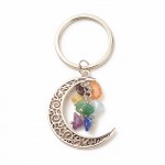 Chakra Moon Shape Gemstone Chip Keyring